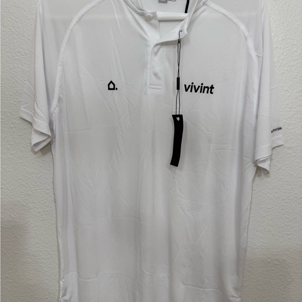 Vivint Polo Short Sleeve Shirt White Sports Golf Mens Size M Official New NWT